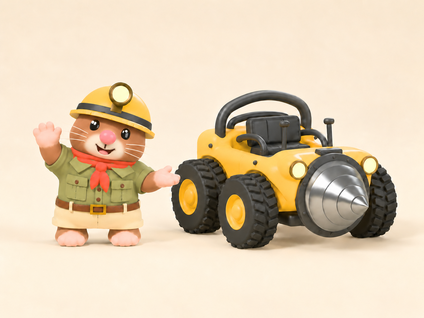 探検家ポコと黄色いドリルカー