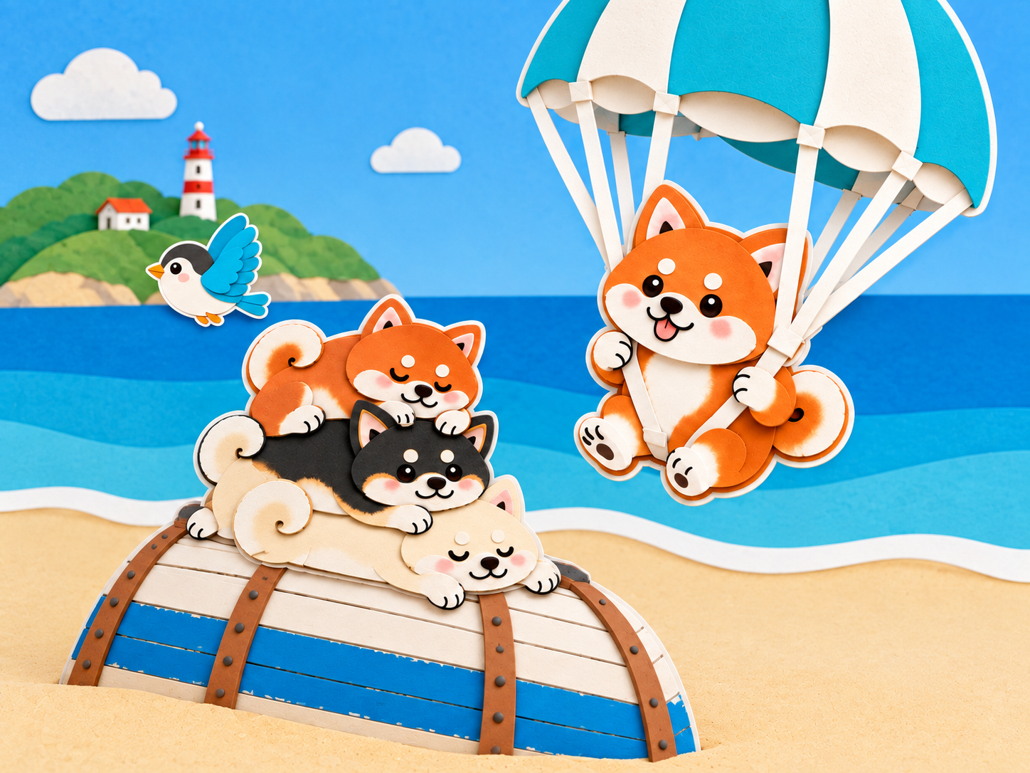 紙でできた海辺
